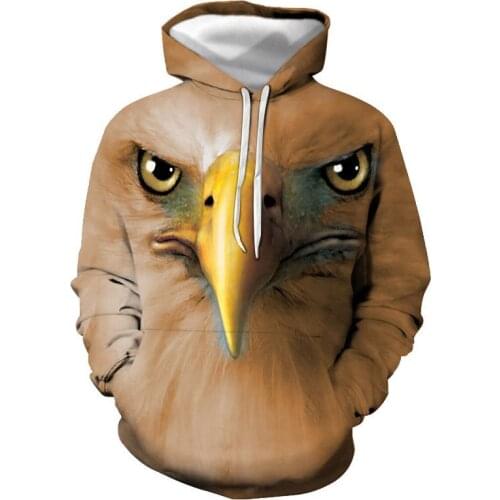 2021 Spring and Autumn New Eagle 3D Digital Printing Series Mens Pullover Hooded European and American Men With Hood