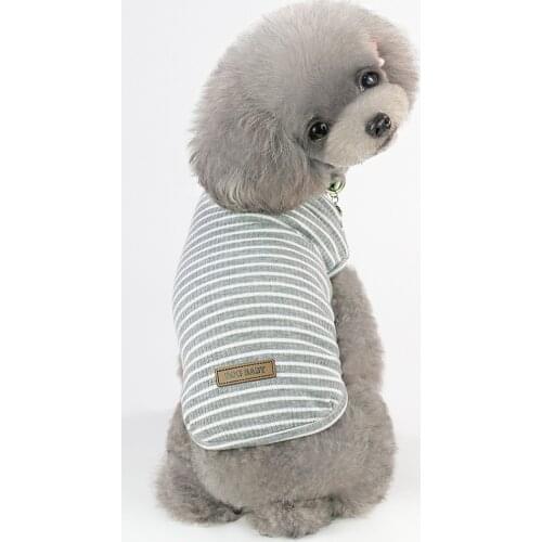 New Yorkshire Summer Cool Striped Cotton Vest Pet Dog Clothes for Small Dogs Pets Clothing Chihuahua Breathable Pug Tshirt