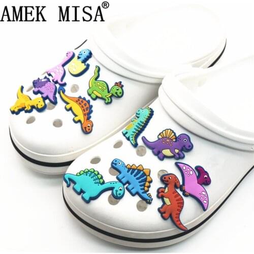 Single Sale 1Pcs Shoe Charms Novelty Cute Dinosaurs Shoe Accessories Shoe Buckle Decoration for croc jibz Kids Party X-mas Gift