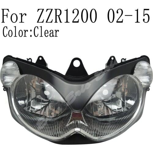 Motorcycle Front Headlight Lamp Assembly For Kawasaki Ninja ZZR1200 2002-2010 2011 2012 2013 2014 2015 Clear Lens