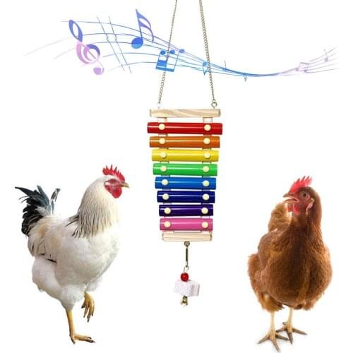 Pet Toy Suspensible Wooden Chicken Pecking Toy With 8 Metal Keys And Grinding Stone For Hens Chicken Coop Quick Delivery