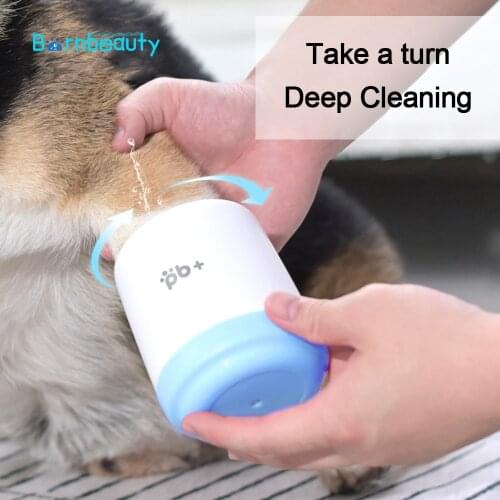 Pet Foot Washer Cup Paw Clean Brush Cup Soft Silicone Brush Portable Quickly Wash Dirty Foot Cleaning Bucket for Pet Cat Dog He