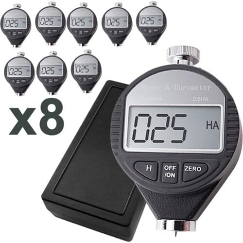 8 pieces Shore A Tester Digital Hardness Meter Durometer 0~100HA Dial Scale Plastic Rubber Tire Tyre