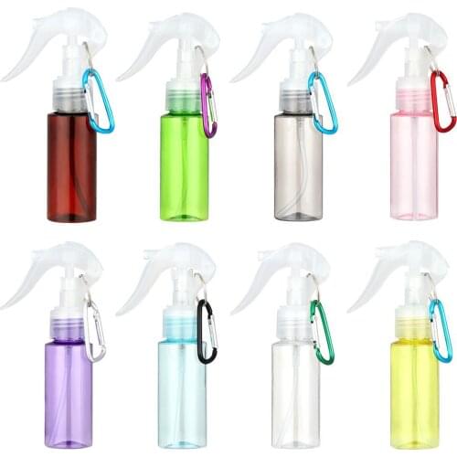 60ML Transparent Plastic Spray Bottle Trigger Spray with Carabiner Travel Portable Refillable Container Makeup Moisture Tools