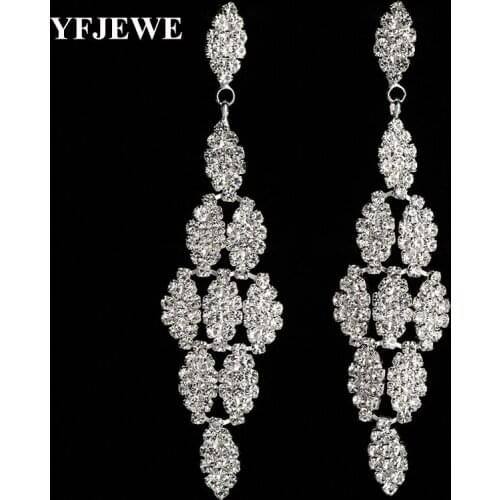 YFJEWE Luxurious Crystal Earrings for Womens Birthday Large Long Dangle Earrings Bridal Wedding Jewelry Woman #E359