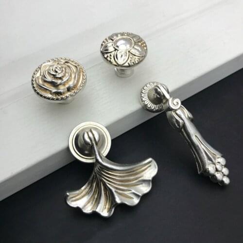European style retro distressed antique silver drawer shoe cabinet kitchen cabinet knob pull handle