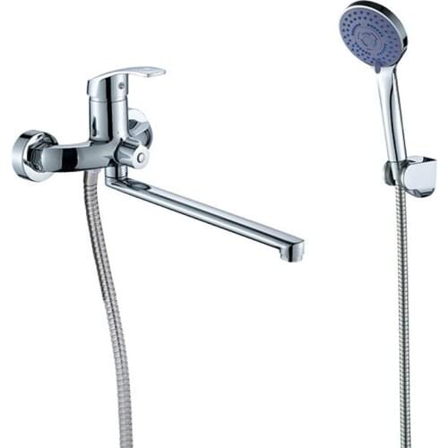 Silver/Black Shower Faucets Wall Mount Bathroom Shower Faucets Hot Cold Bathtub Mixer Tap Handheld Shower Combination
