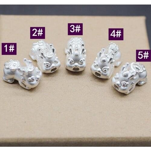 S999 Fine Silver Pendant Women Luck Bless Pixiu Baby Bead For Bracelet Five Style Can Choose