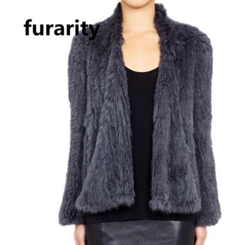 SF0013 Genuine Quality Hot rabbit fur jacket/ Real Rabbit Fur Hand Knitted women winter fur jackets