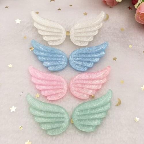 Mixed Glitter Wings Flat Back Cabochon Stone Miniature Pattern Applique Ornament Christmas Craft DIY Scrapbook W90