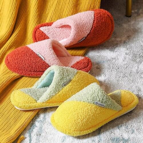 Cotton Slippers Womens Home Indoor Anti-slip Couples Padded Soft Plush Warm Home Cotton Mop Winter Women Slippers