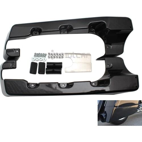 For Harley Road King Ultra Street Glide 1994-2013 ABS Double Cut Hard Motorcycle Saddlebag Extension Cover Glossy Black