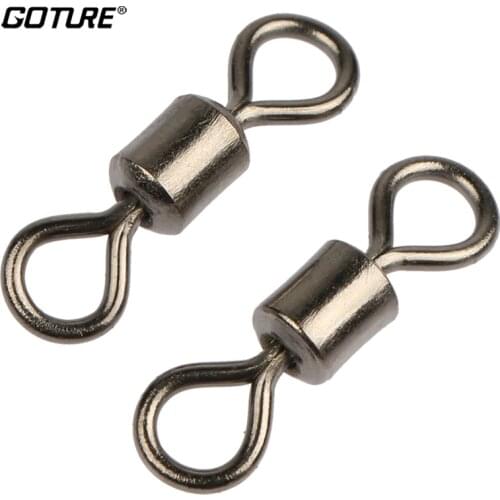 Goture 200pcs/lot Rolling Fishing Swivel MS Size 8, 6, 4, 2 Sea Rock Fishing tackle Fishhooks Accessories Strong Swivels