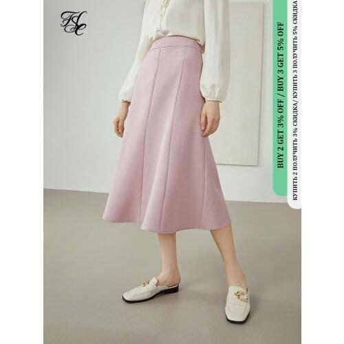 FANSILANEN Office Lady Newly Autumn 2021 Skirts Womens A-line Skirt Mid-length Womens High-waisted Mermaid Skirt Pink Shirt