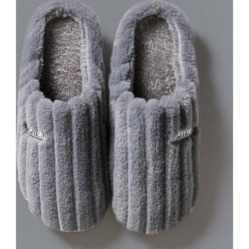 Women Fluffy Slippers Indoor Cotton Slippers Women Warm Womens Shoes Home Slipper Couple Slient Shoes For Men Non-Slip Footwear
