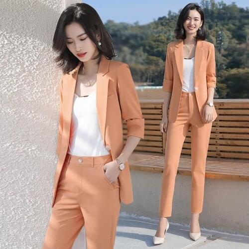 2020 New Summer Women Fashion Five-Point Sleeves Small Suit Office Ladies Causal Stylish Outwear Coats Three Piece Sets T05