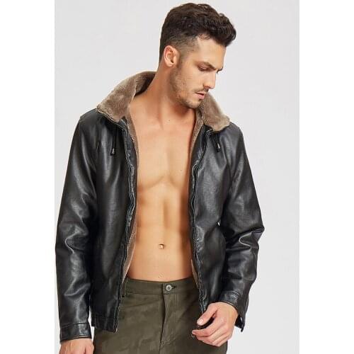 Winter thicken warm motorcycle leather jacket men casual jaqueta de couro masculino Hooded Plus velvet mens faux leather coats