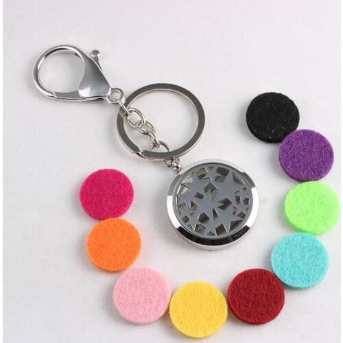 Stars Stainless Steel Difuser Locket Keychain Aromatherapy Essential Oils Diffuser Locket Keychain Keyrings 10PCS