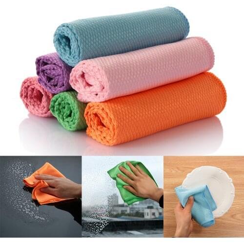 1/5PCS Anti-grease Dish Cloth Bamboo Fiber Washing Towel Kitchen Household Scouring Pad Magic Cleaning Rags Home & Living Magic