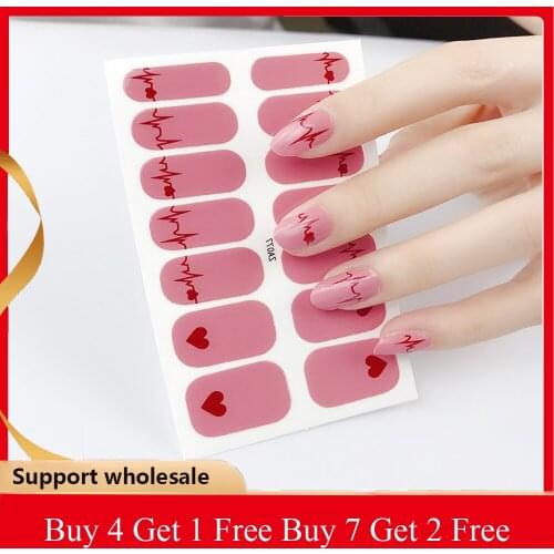 14 Small Fresh Nail Stickers Full Waterproof Fake Nail Line Retro Style Japanese And Korean Flowers Fashion Nail Dream Stickers