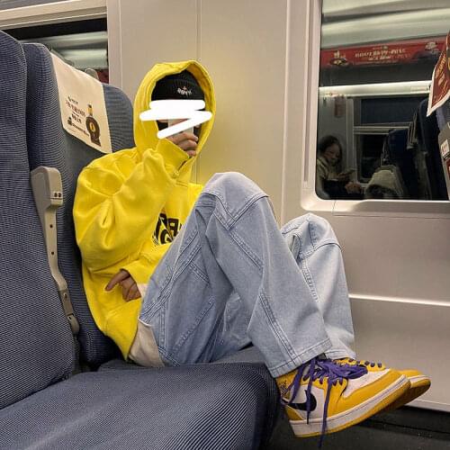 2021 Mens Work Baggy Homme Casual Pants Classic Style Jeans Pink/blue Black Loose Straight Pants Biker Denim Trousers S-3XL