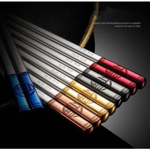 24CM 316L Stainless Steel Chopsticks Thermal Insulation and Anti Scalding Hotel Square Non Slip Chopsticks Custom Household