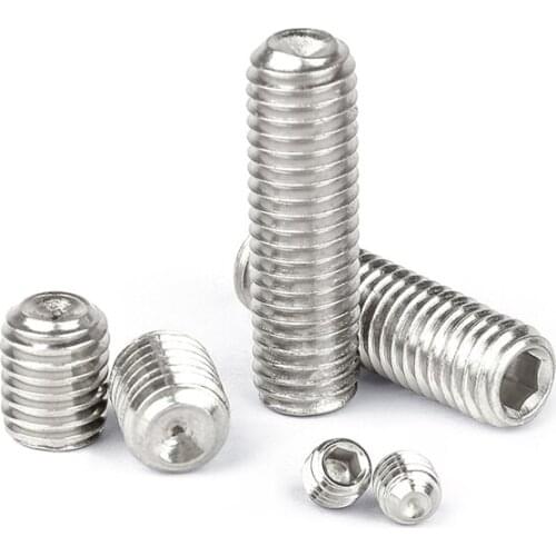 5pcs 1/4-20 304 stainless steel Allen concave end grup screw hex socket headless fine teeth set bolts stop payment bolt DIN916