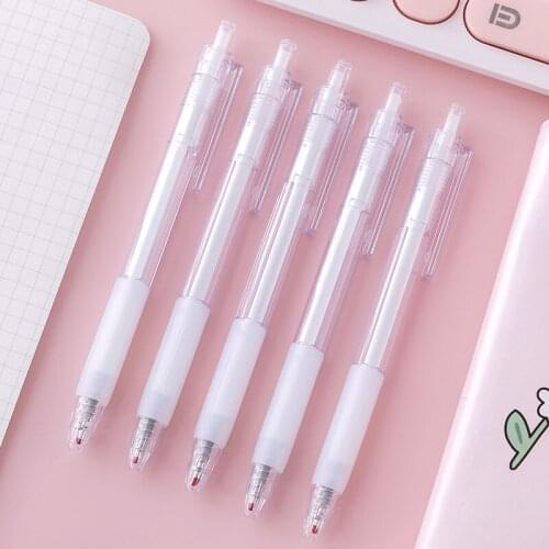 50PCS Simple White Office Large Capacity Black Press Gel Pens Student Stationery Office Accessories