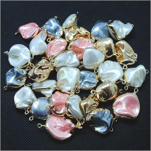 6pcs Synthetic shell connectors teeth shape irregular with golden colors size 20-25mm diy beads accessories