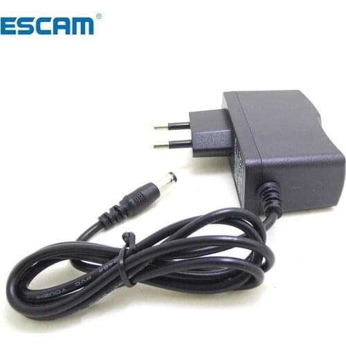 ESCAM EU Plug AC/DC Power adapter charger Power Adapter for CCTV Camera AC 100-240V DC 12V 1A (2.1mm * 5.5mm)