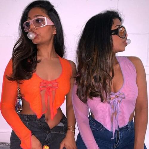 AUSO Women's Transparent Tank Tops