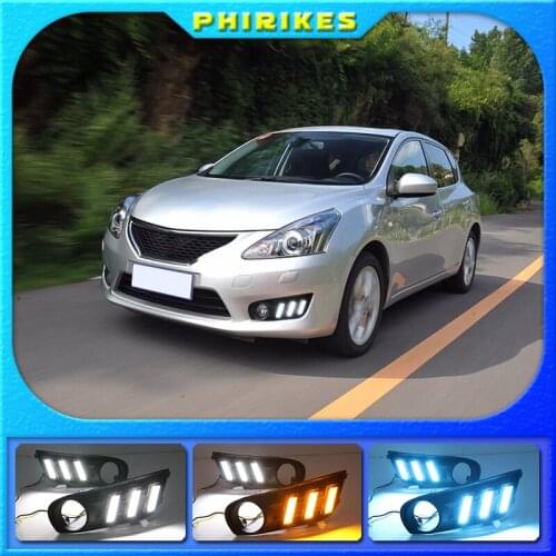 1 Pair For Nissan Tiida 2011 2012 2013 2014 2015 of 12V Car Auto LED Daytime Running Light Lamp DRL Fog Lamp Cover Fits