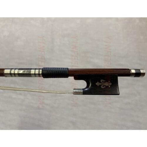 Freeshipping 5pcs Full SizeSuperior Brazilwood ebony frog very nice Round Violin Bow Ebony Frog Genuine White Horse Hair 4/4