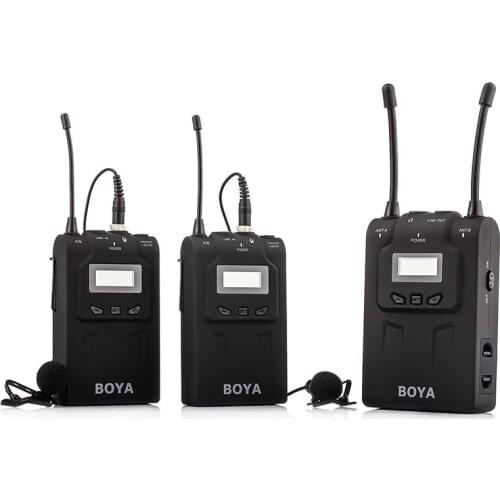 BOYA BY-WM8 Wireless Lavalier Microphone UHF Dual-Channel System MIC Recorder Transmitters for Interviews ENG/EFP DSLR Video AV