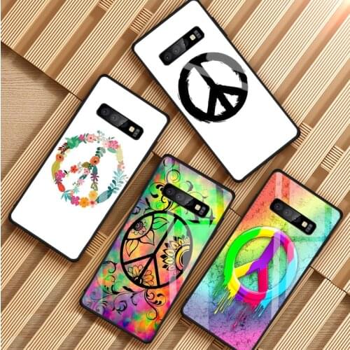 Hippie Psychedelic Art Peace Tempered Glass Phone Case For Samsung Galaxy S8 S9 S10 S20 PLUS J6 J8 2018 NOTE 8 9 10 Cover Shell