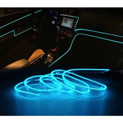 5Meters Car Decorative Lights EL Salon Wire Cold Neon Light Line with Voice Sound Controller Driver Inverter Car Styling