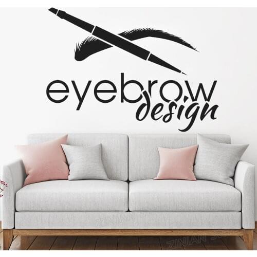 Eyebrow Design Beauty Salon Logotype Brow Art Wall Stickers Removable Wall Decor Mural Eyelash Make Up Wall Decal for Girls Z866