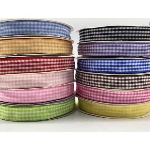 5Yards 10mm--25mm Plaid Cotton Ribbon Wedding Christmas Decoration DIY Sewing Fabric Handmade Bow Ribbon Flower Gift Packaging