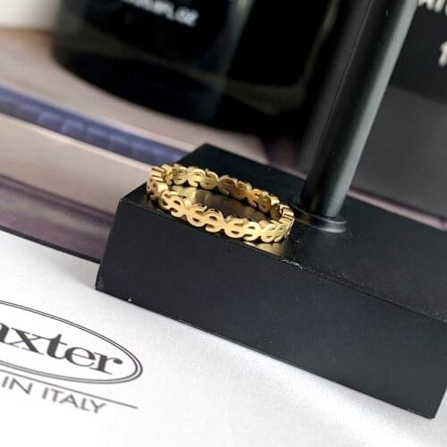 YUN RUO Personality Fashion Coin Symbol Titanium Steel Ring 18 K Gold Plated Index Finger Ring Woman Factory Wholesale Not Fade