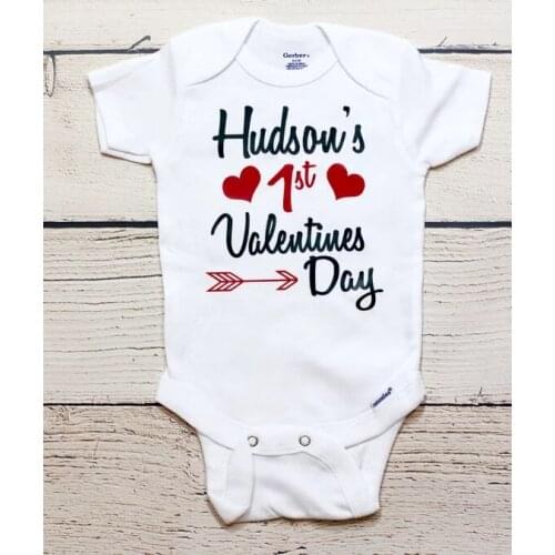 Customize name my first Valentines baby shower bodysuit onepiece romper Outfit kids t shirts birthday Maternity photo shoot