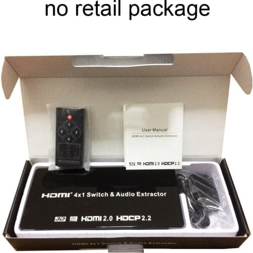 HDMI 2.0 4 In 1 Out 4K 60HZ 1080P Switcher Box 4x1 HDMI Switch Video Audio Extractor Converter for XBOX PS3 PC PS4 to HDTV TV