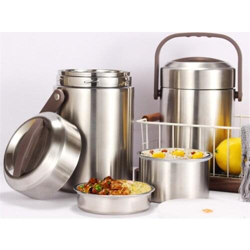 1.5L/2L/2.6L Large Capacity Stainless Steel Insulated Lunch Box Portable Adult Student Bento Box Multi Layer Food Container