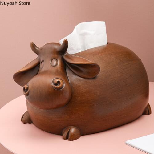 Cute Animal Tissue Box Living Room Creative Decoration Household Wooden Storage Box Simple Bathroom Decoration Accessories