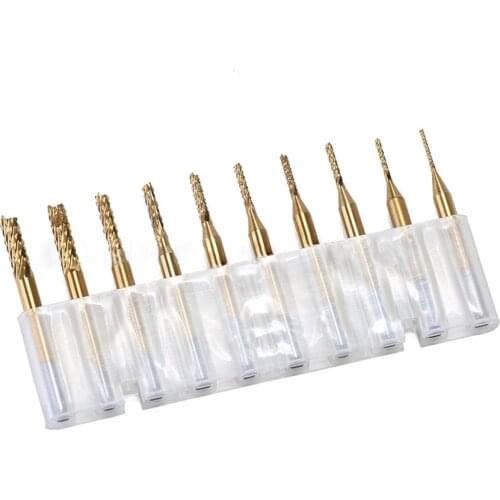 10pcs/set 0.8-3.175mm Carbide Milling Cutter Kit Corn Milling Cutter Wood Carving Edge Thread Mills Cutter PCB Drill Bit Tools