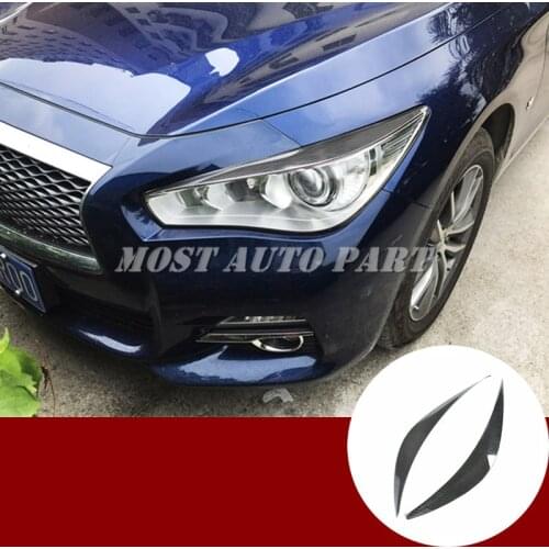 Carbon Fiber Headlight Eye Lid Eyebrow Cover Trim For Infiniti Q50 2013-2020 Car accesories interior Car decoration