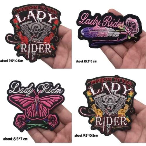 LADY RIDER Embroidered punk biker Patches Clothes Stickers Apparel Accessories Badge