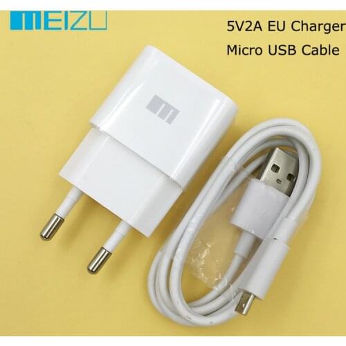 Original MEIZU USB Charger 5V 2A EU Wall Charge Power Adapter 100cm Micro USB Date Cable For MEI ZU M6S M5S M3S M6 M3 M5/M5 Note