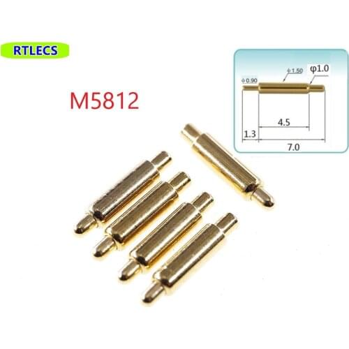 10pcs Spring Loaded Pogo Pin Connector 5.8 mm Length Male contact Through Hole PCB Solder Gold 1u plate 1 Amp Current