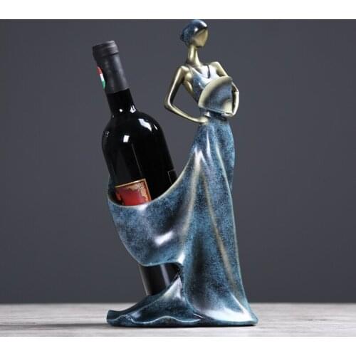 Modern creative resin Red Wine Rack Bottle Holder creative Figurines & Miniatures beauty girl Furnishing Articles for home decor