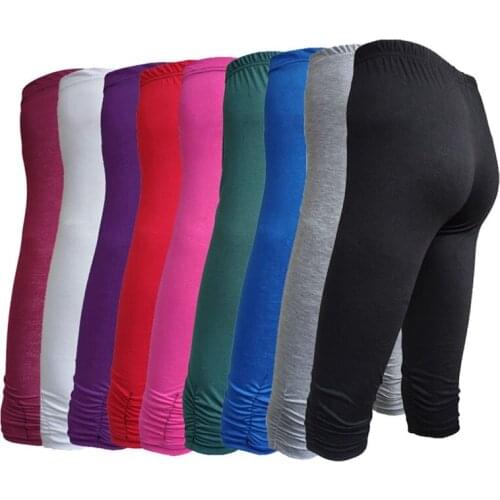 Casual Solid Crop Wide Waistband Cycling Short Leggings Summer Modern Lady Women Pants Trousers
